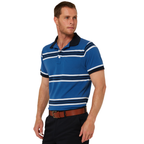 Ritemate Mens Pilbara Y/D Striped S/S Pocket Polo (RMPC182) Deep Blue/White/Navy