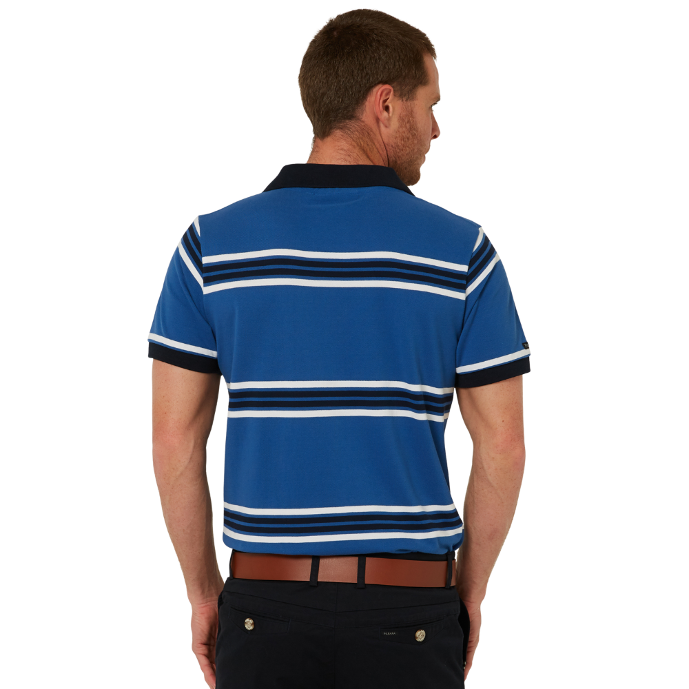 Ritemate Mens Pilbara Y/D Striped S/S Pocket Polo (RMPC182) Deep Blue/White/Navy