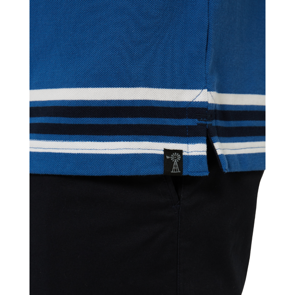 Ritemate Mens Pilbara Y/D Striped S/S Pocket Polo (RMPC182) Deep Blue/White/Navy