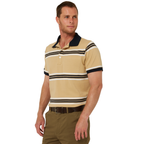 Ritemate Mens Pilbara Y/D Striped S/S Pocket Polo (RMPC182) Desert/White/Navy