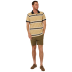 Ritemate Mens Pilbara Y/D Striped S/S Pocket Polo (RMPC182) Desert/White/Navy