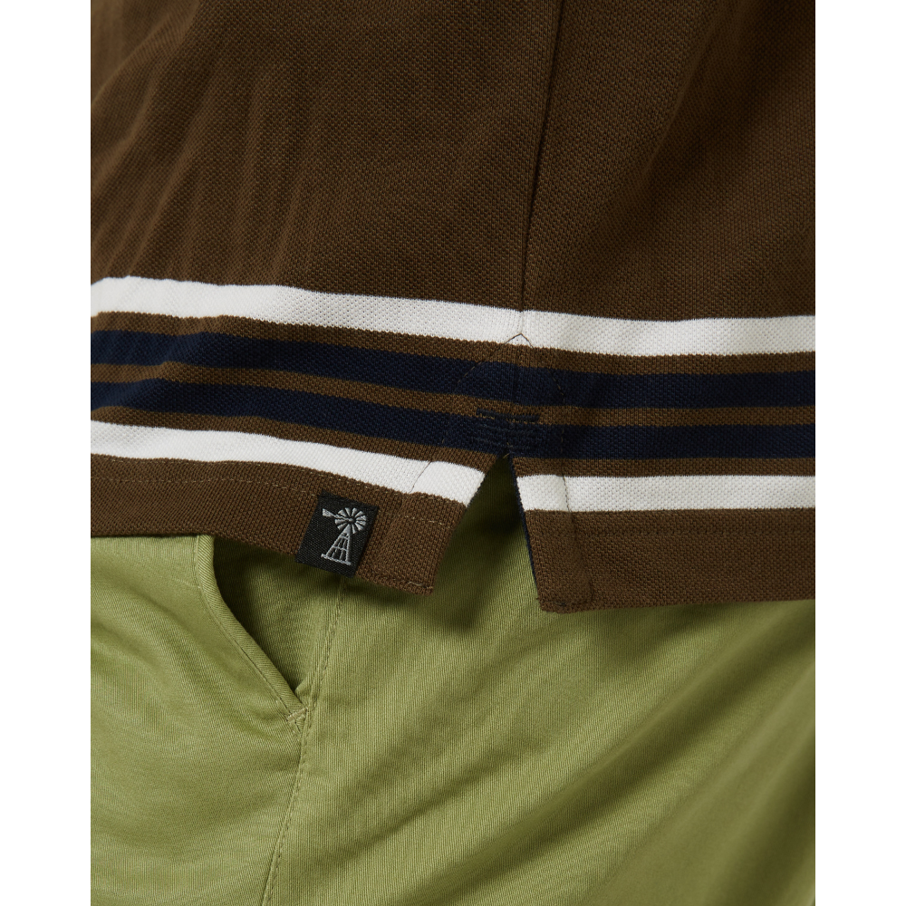 Ritemate Mens Pilbara Y/D Striped S/S Pocket Polo (RMPC182) Olive/White/Navy