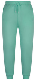 The Ritemate Unisex Pilbara Modern Fit Fleece Trackpants (RMPC070) in Beach Glass feature an elastic waistband with drawstring, side pockets, fitted ankle cuffs, and subtle windmill embroidery for a modern touch.