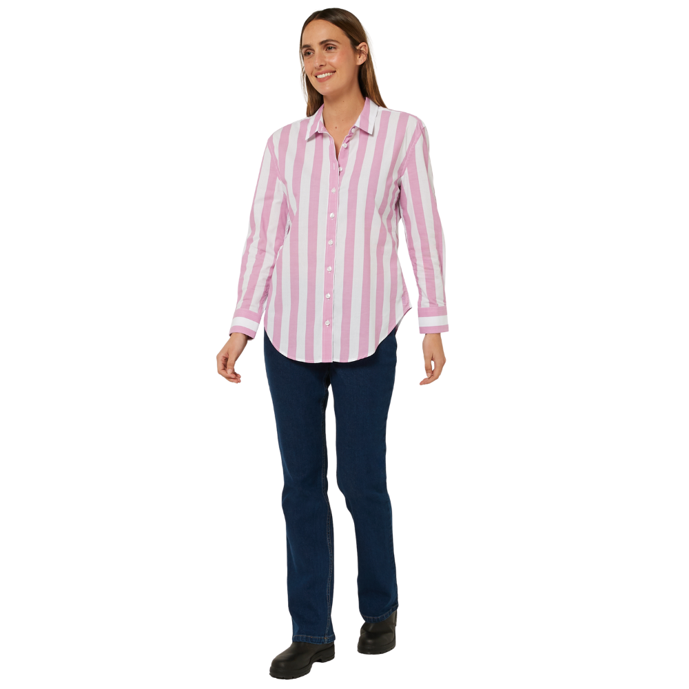 Ritemate Womens Jacquelin Classic L/S Cotton Shirt (RMPC154) Crocus/White