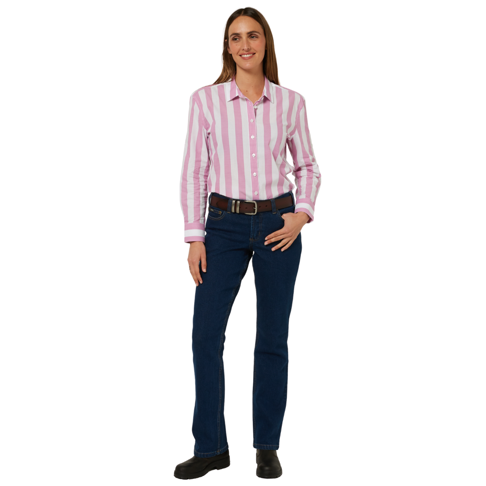 Ritemate Womens Jacquelin Classic L/S Cotton Shirt (RMPC154) Crocus/White