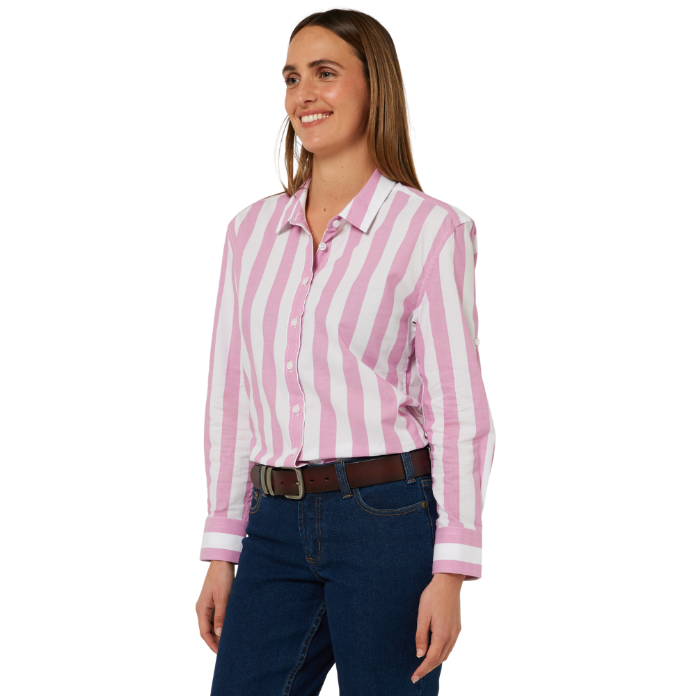 Ritemate Womens Jacquelin Classic L/S Cotton Shirt (RMPC154) Crocus/White