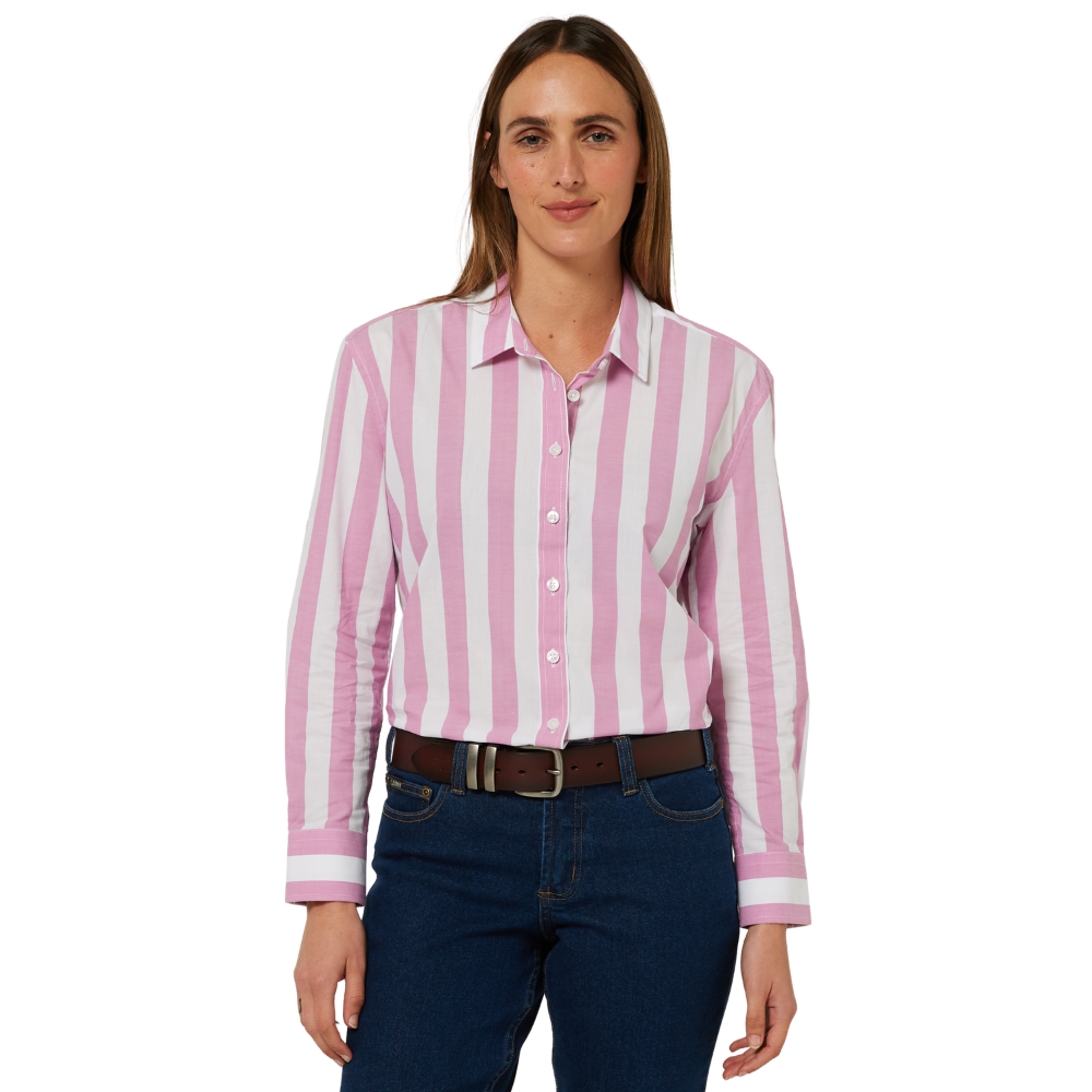 Ritemate Womens Jacquelin Classic L/S Cotton Shirt (RMPC154) Crocus/White