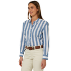 Ritemate Womens Jacquelin Classic L/S Cotton Shirt (RMPC154) Deep Blue/White