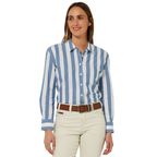 Ritemate Womens Jacquelin Classic L/S Cotton Shirt (RMPC154) Deep Blue/White