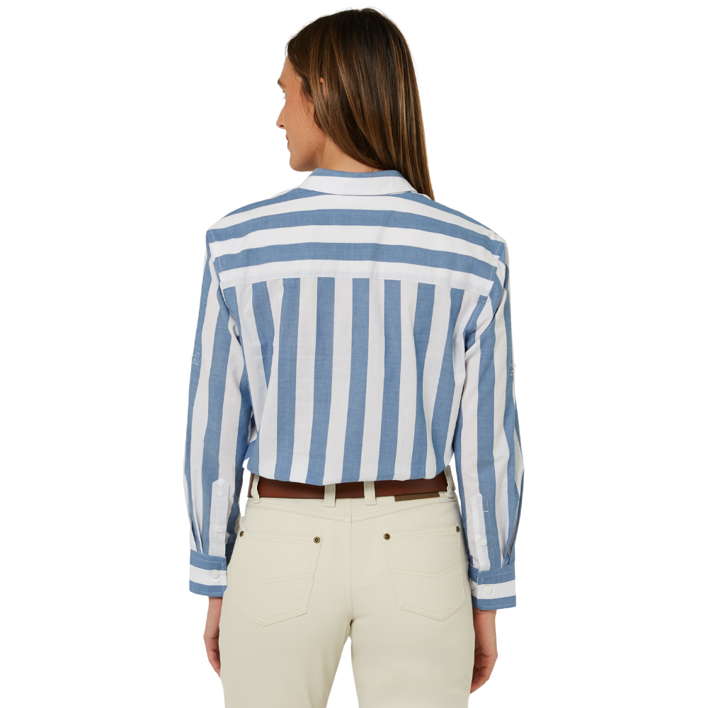 Ritemate Womens Jacquelin Classic L/S Cotton Shirt (RMPC154) Deep Blue/White