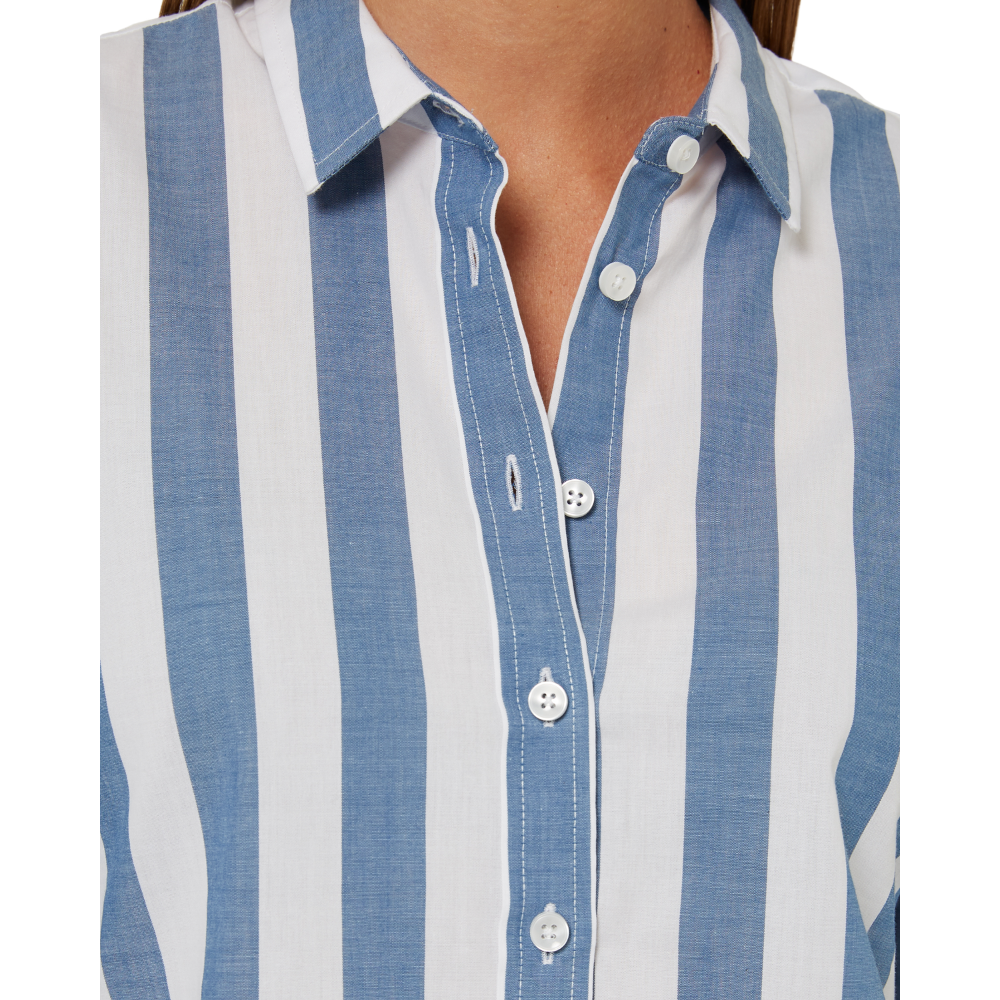 Ritemate Womens Jacquelin Classic L/S Cotton Shirt (RMPC154) Deep Blue/White