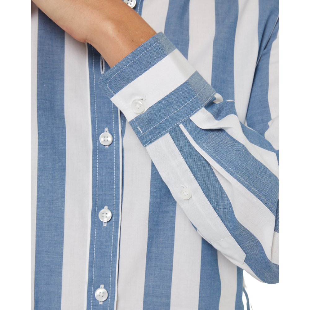 Ritemate Womens Jacquelin Classic L/S Cotton Shirt (RMPC154) Deep Blue/White
