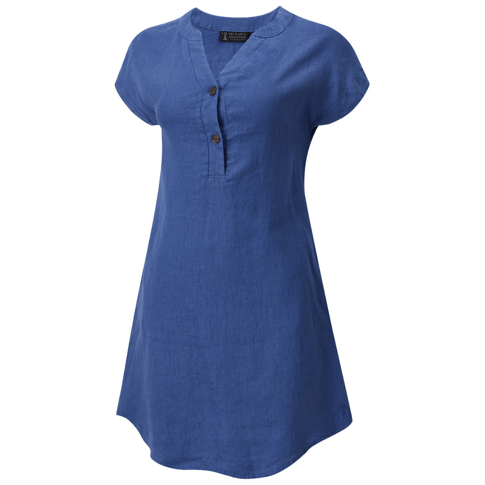 Ritemate Womens Pilbara Alina Cap Sleeved Linen Dress (RMPC180) Deep Blue