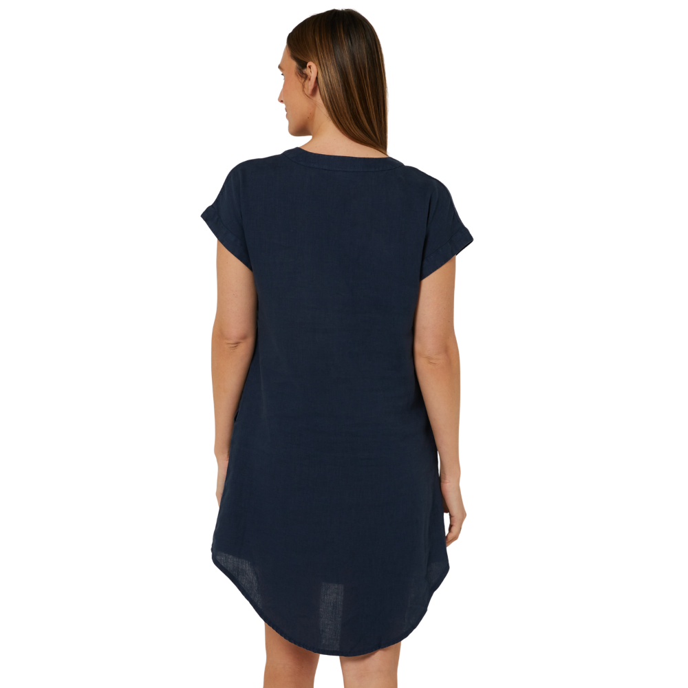 Ritemate Womens Pilbara Alina Cap Sleeved Linen Dress (RMPC180) Navy