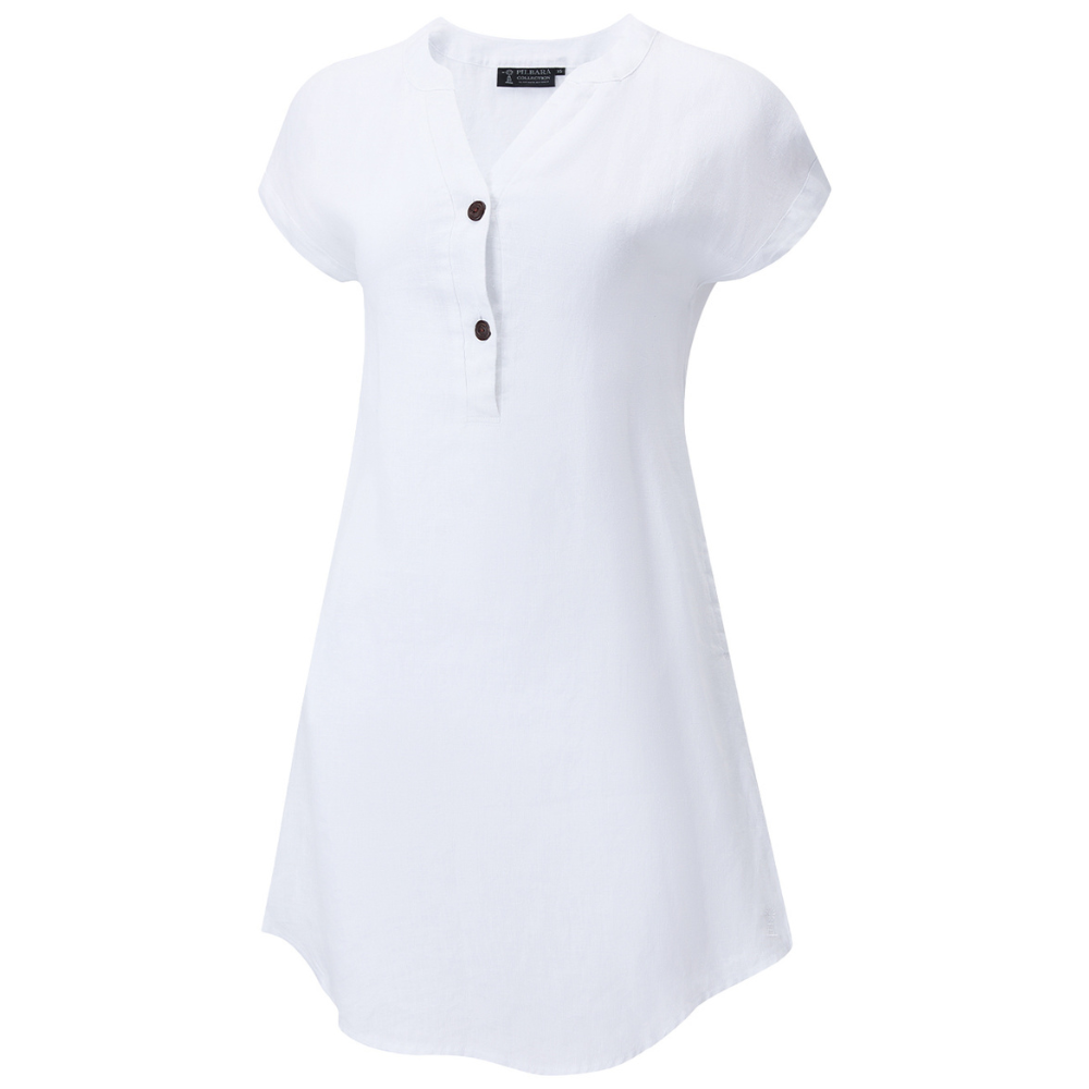 Ritemate Womens Pilbara Alina Cap Sleeved Linen Dress (RMPC180) White