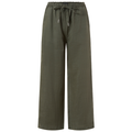 A flat lay of a pair of olive green Ritemate Women's Pilbara Evelyn Linen Wide Leg Pants (RMPC094) on a white background.