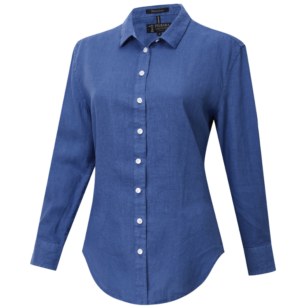 Ritemate Womens Pilbara Florence Classic L/S Linen Shirt (RMPC005) Deep Blue