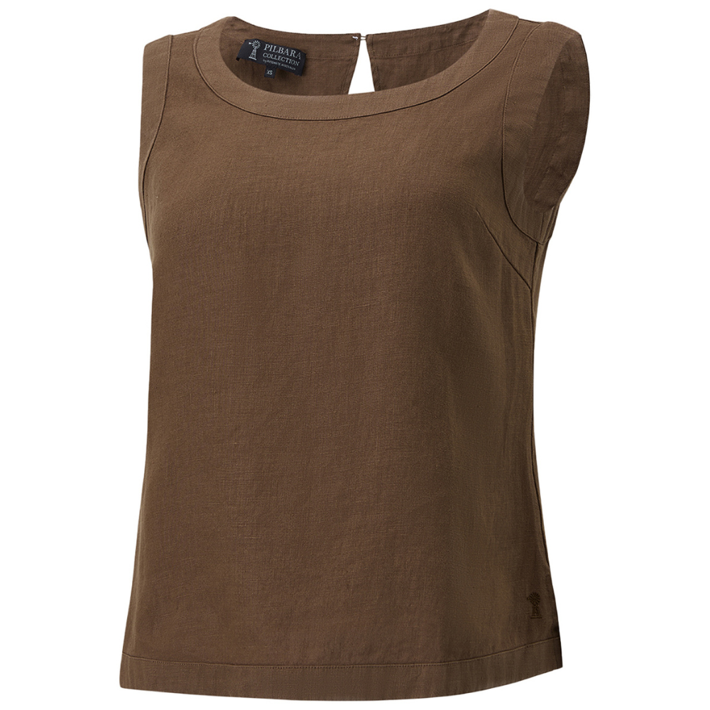 Ritemate Womens Pilbara Gabriella Linen Singlet (RMPC132) Cocoa Brown