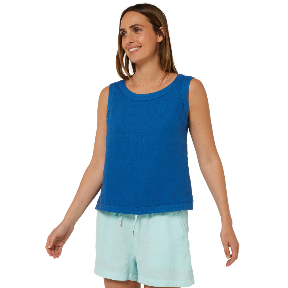 Ritemate Womens Pilbara Gabriella Linen Singlet (RMPC132) Deep Blue