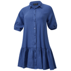 Ritemate Womens Pilbara Monica 3/4 Sleeve Linen Dress (RMPC178) Deep Blue