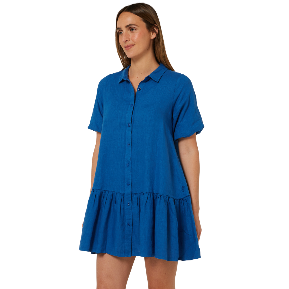 Ritemate Womens Pilbara Monica 3/4 Sleeve Linen Dress (RMPC178) Deep Blue