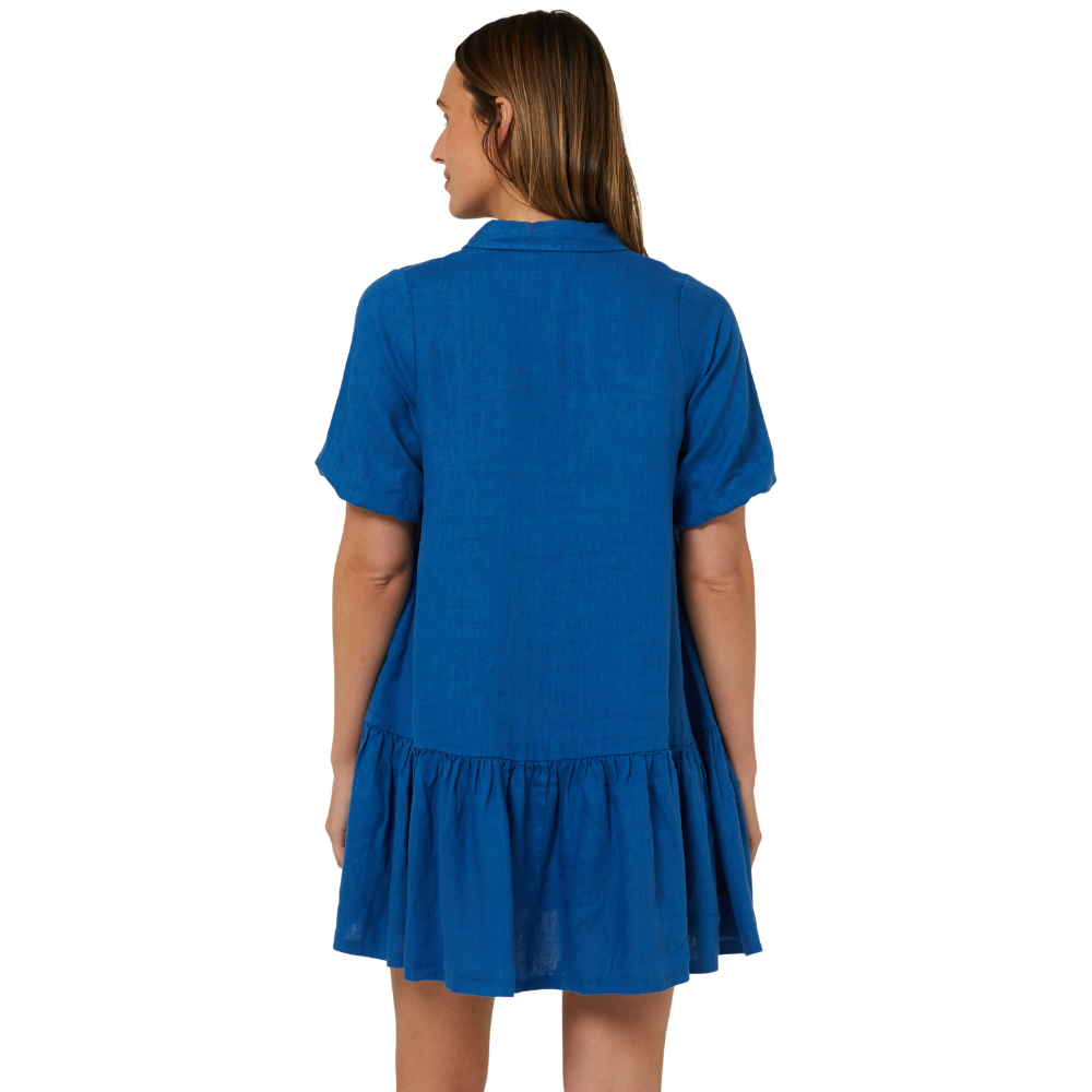 Ritemate Womens Pilbara Monica 3/4 Sleeve Linen Dress (RMPC178) Deep Blue