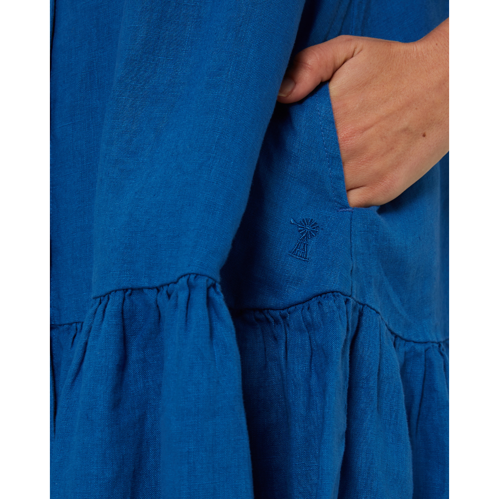 Ritemate Womens Pilbara Monica 3/4 Sleeve Linen Dress (RMPC178) Deep Blue