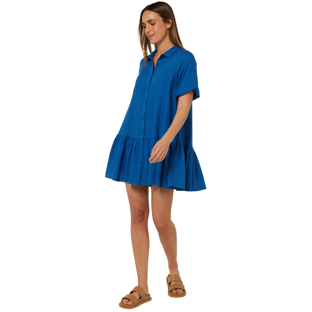 Ritemate Womens Pilbara Monica 3/4 Sleeve Linen Dress (RMPC178) Deep Blue