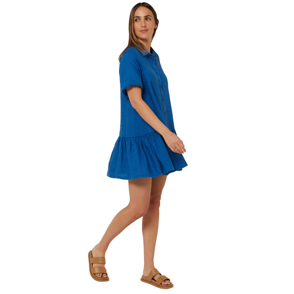 Ritemate Womens Pilbara Monica 3/4 Sleeve Linen Dress (RMPC178) Deep Blue