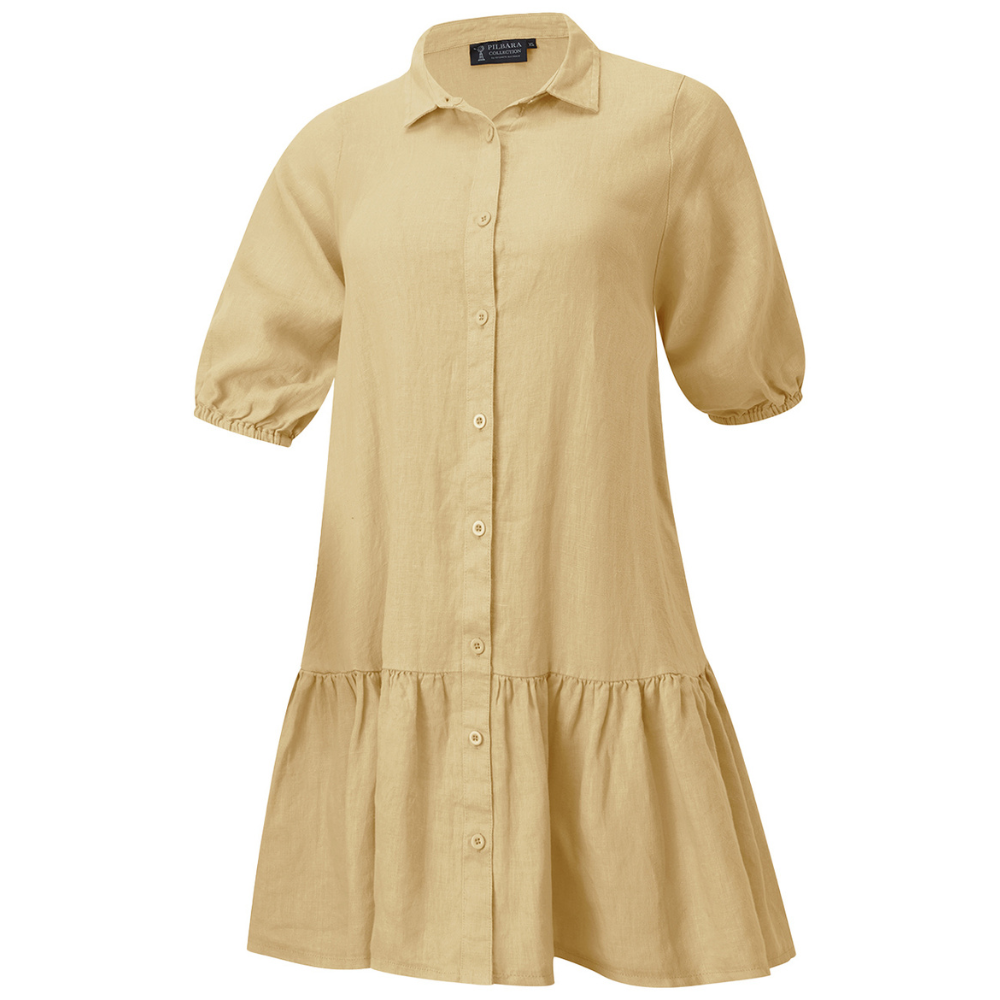Ritemate Womens Pilbara Monica 3/4 Sleeve Linen Dress (RMPC178) Desert