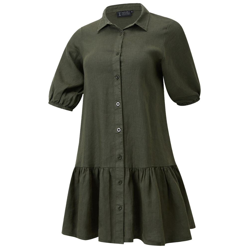 Ritemate Womens Pilbara Monica 3/4 Sleeve Linen Dress (RMPC178) Olive