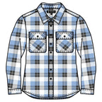 Ritemate Womens Pilbara Open Front L/S Flannelette Shirt (RM123W) Cerulean/Grey/White