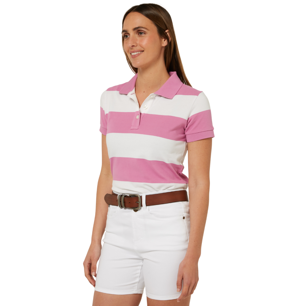 Ritemate Womens Sophia Classic S/S Cotton Polo (RMPC122) Crocus/White