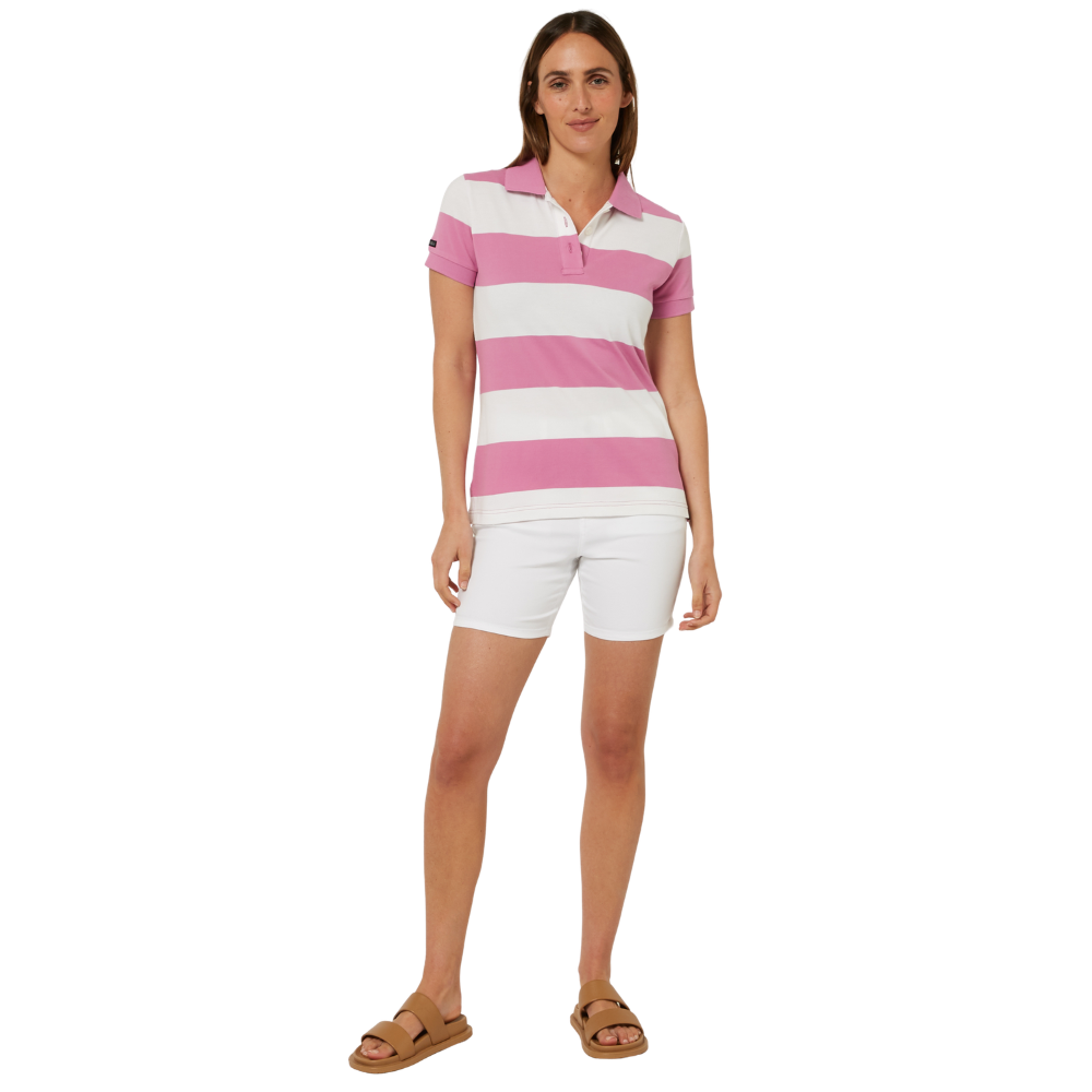 Ritemate Womens Sophia Classic S/S Cotton Polo (RMPC122) Crocus/White