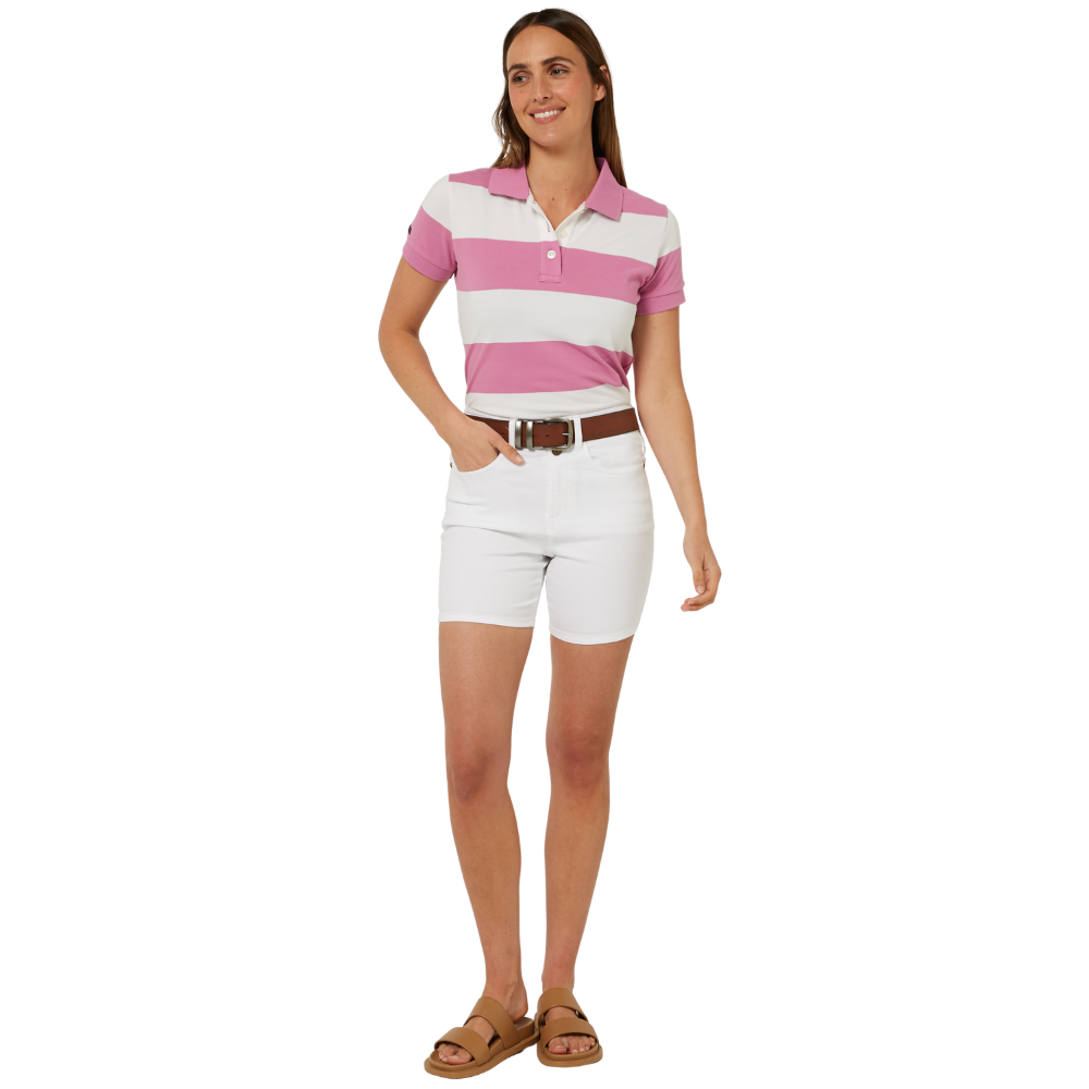Ritemate Womens Sophia Classic S/S Cotton Polo (RMPC122) Crocus/White
