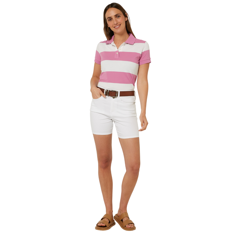 Ritemate Womens Sophia Classic S/S Cotton Polo (RMPC122) Crocus/White