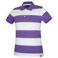 A ghost image of a passion flower and white striped Ritemate Women's Pilbara Sophia Classic Cotton Polo (RMPC122) on a white studio background.