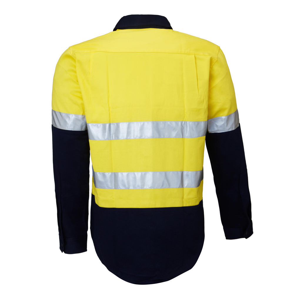 Ritemate Adults Hi Vis Open Front Shirt with Tape (RM1050R) Yellow/Navy