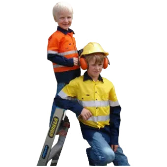 Ritemate Childrens Hi Vis Shirts with Tape (RM4050R) Orange/Navy