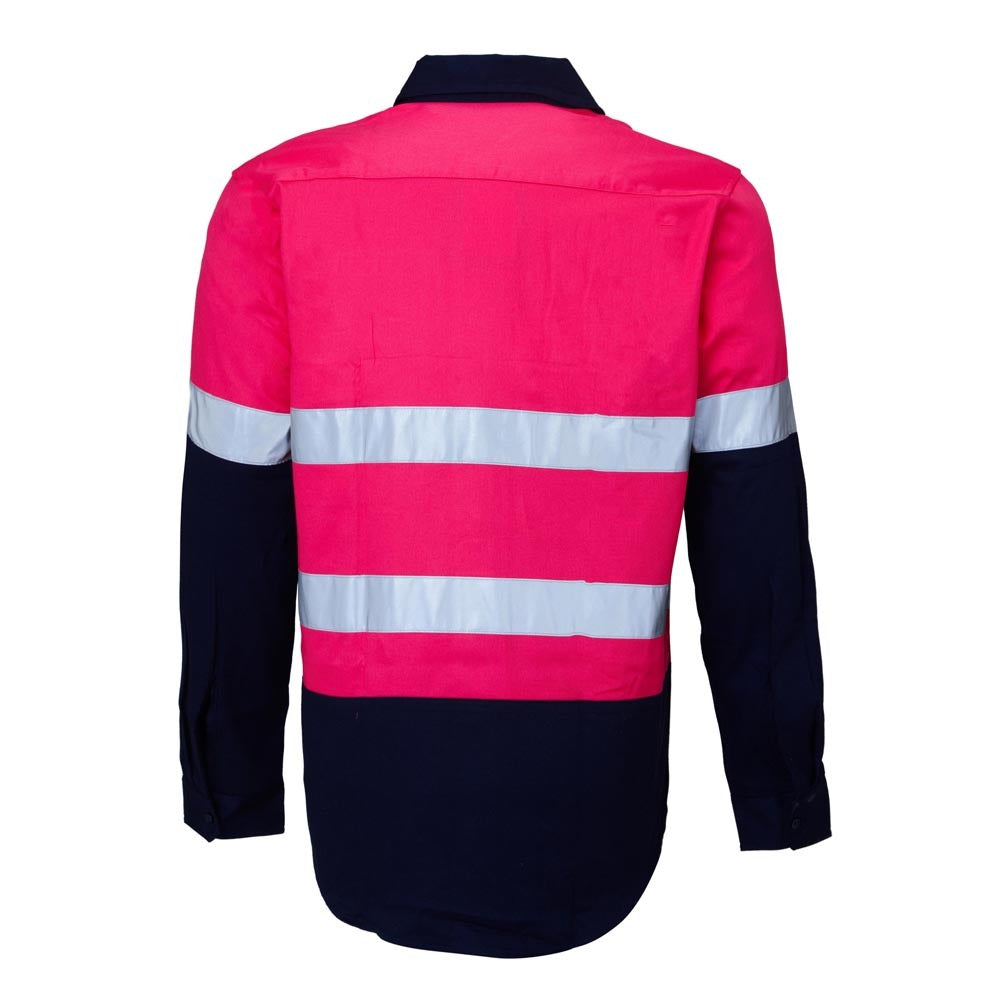 Ritemate Childrens Hi Vis Shirts with Tape (RM4050R) Pink/Navy