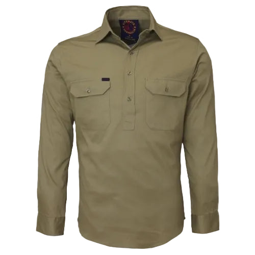 Ritemate Mens Closed Front Heavy Weight L/S Work Shirt (RM100CF) Khaki
