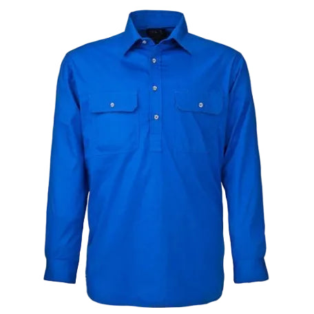 Ritemate Mens Pilbara Closed Front Shirt (RM200CF) Cobalt Blue