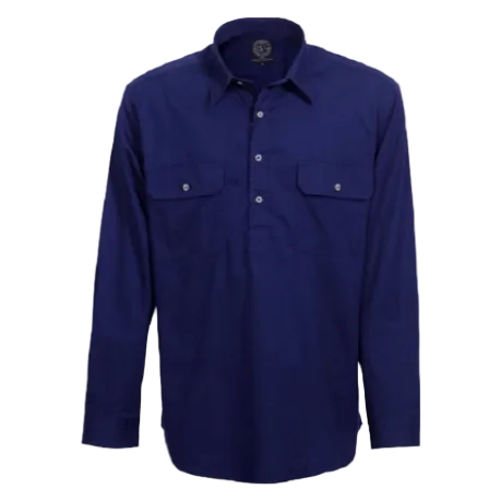 Ritemate Mens Pilbara Closed Front Shirt (RM200CF) French Navy