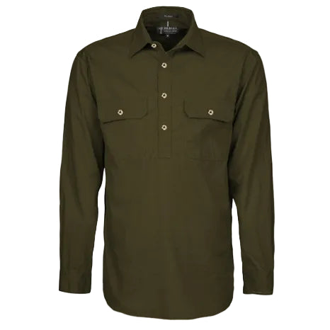 Ritemate Mens Pilbara Closed Front Shirt (RM200CF) Olive
