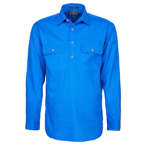 Ritemate Mens Pilbara Heavy Weight Closed Front L/S Shirt (RM800CF) Light Blue