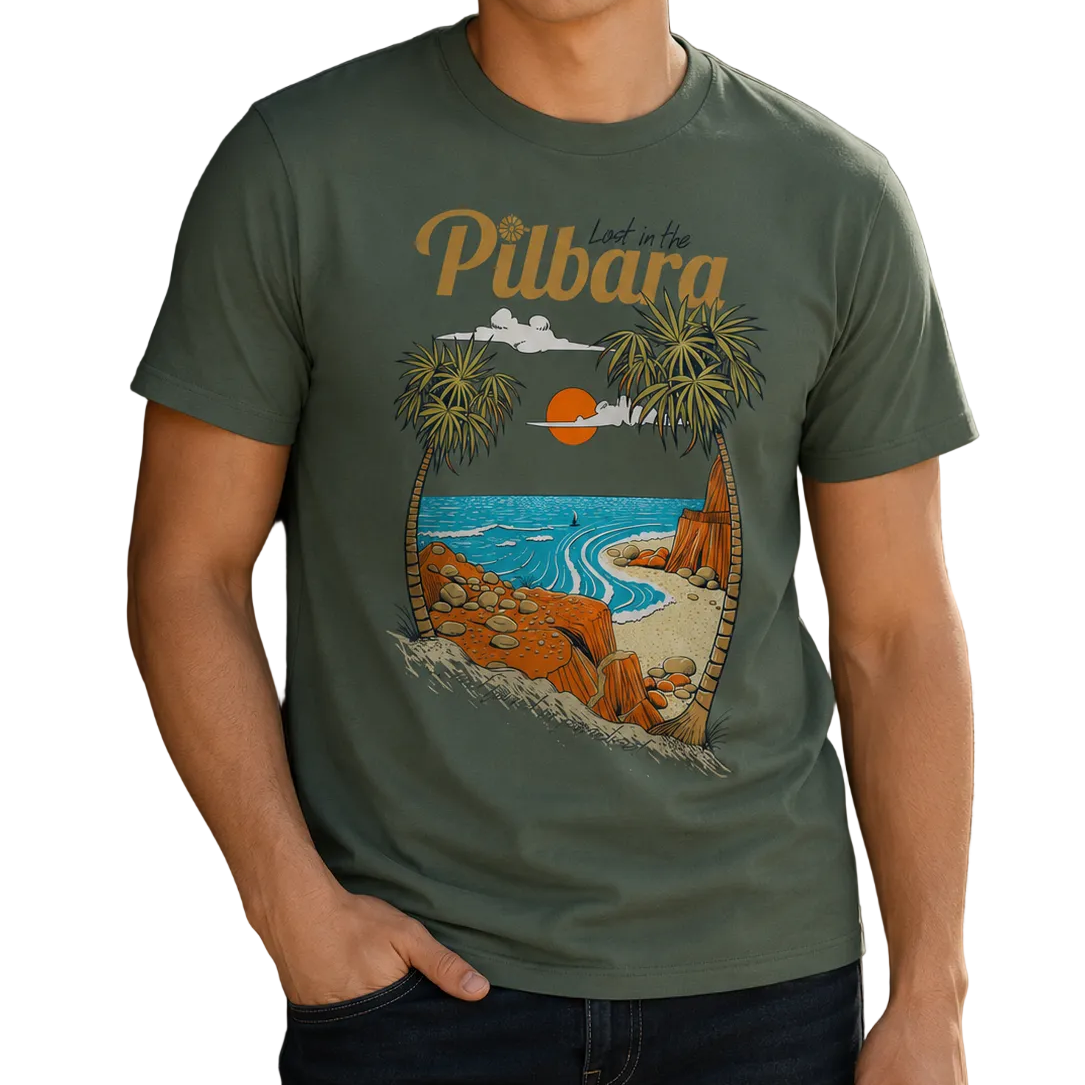 Ritemate Mens Pilbara Paradise S/S Tee (RMTC012) Light Olive