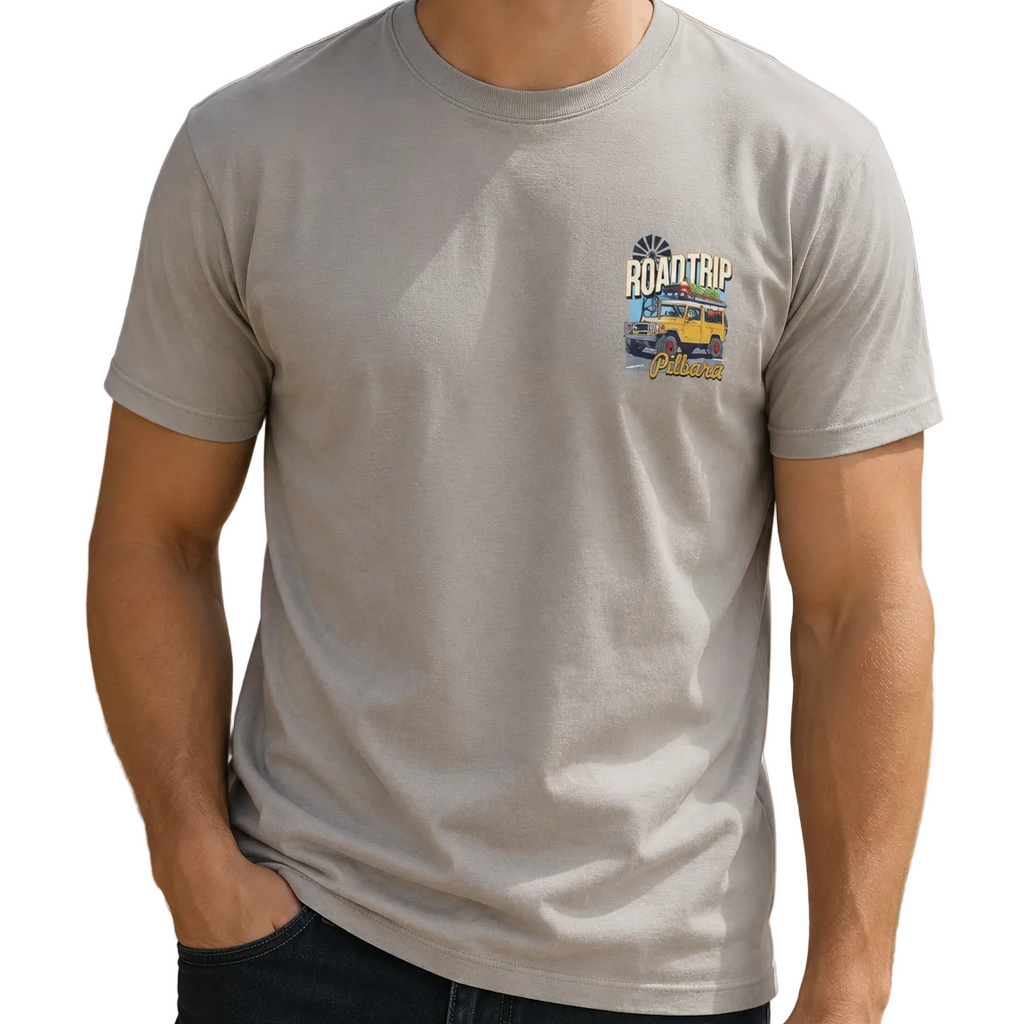 Ritemate Mens Pilbara Roadtrip Pilbara S/S Tee (RMTC032) Moonbeam