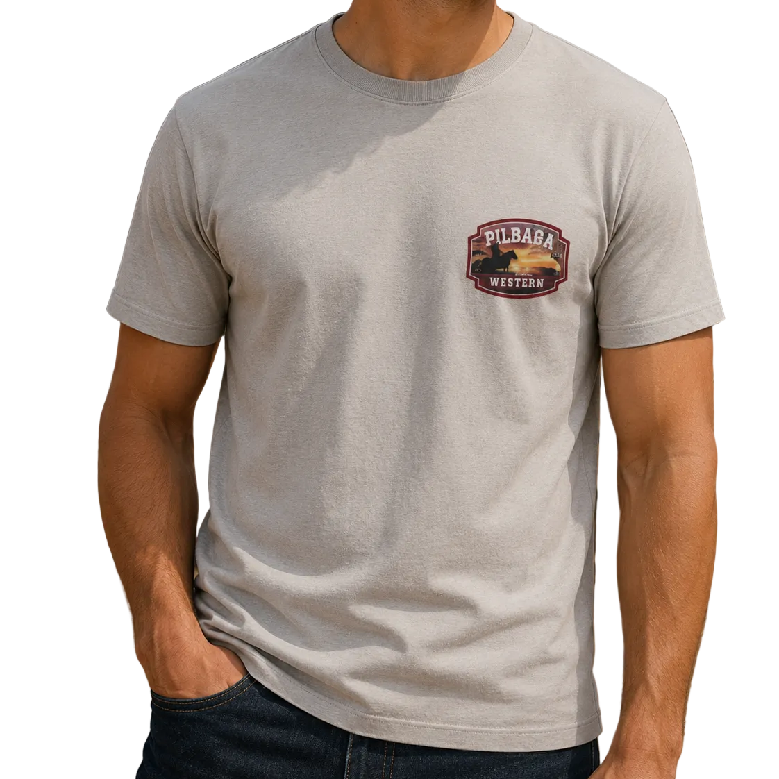 Ritemate Mens Pilbara Rope Riding S/S Tee (RMTC031) Moonbeam