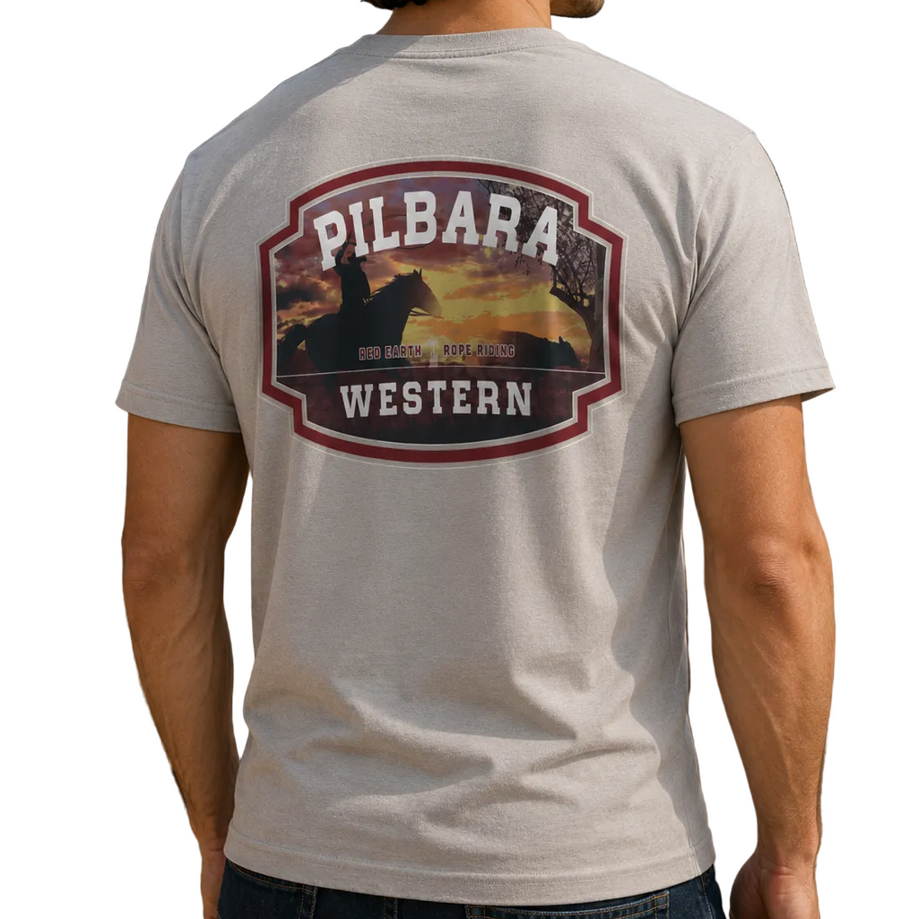 Ritemate Mens Pilbara Rope Riding S/S Tee (RMTC031) Moonbeam