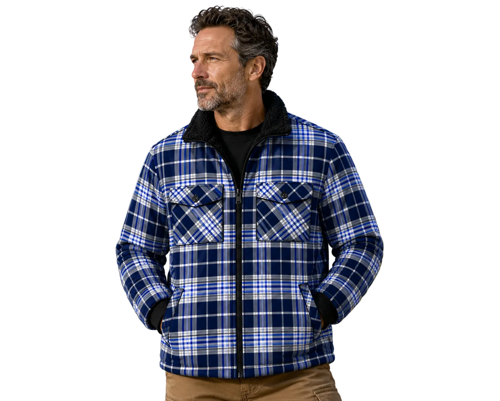 Ritemate Mens Pilbara Sherpa Lined Jacket (RMPC056) Navy/Royal/White